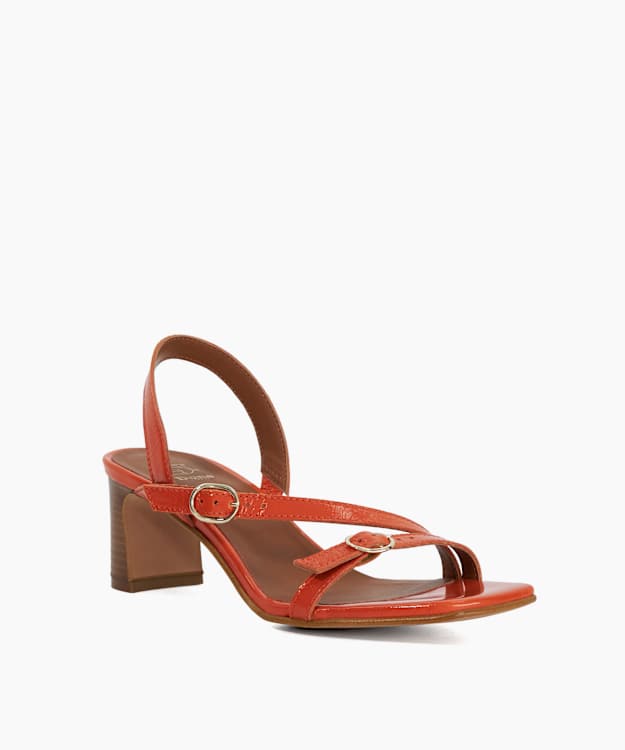 Dune London Jia - Orange Leather Open Toe Strappy Sandals