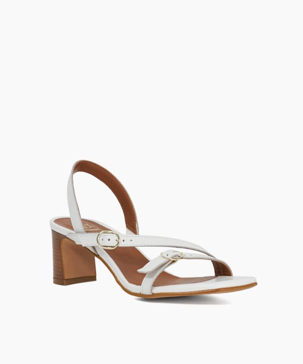 Dune London Jia - White Leather Open Toe Strappy Sandals