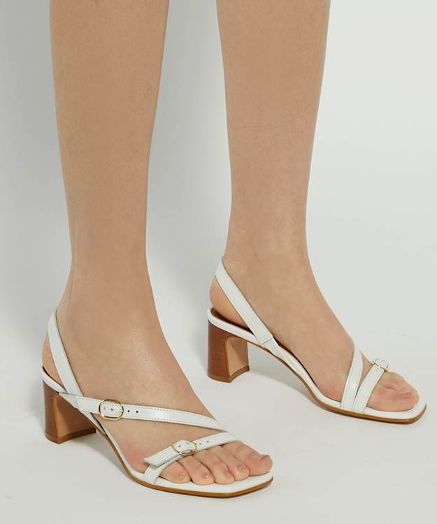 Dune London Jia - White Leather Open Toe Strappy Sandals