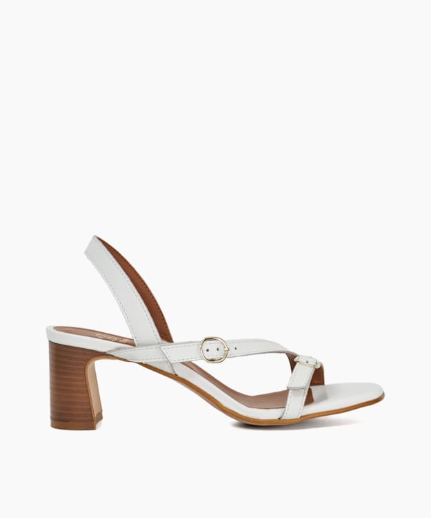 dune london Jia - White Leather Open Toe Strappy Sandals
