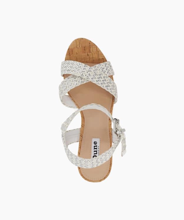 Dune London Jillys - Silver Braid-Strap Cork-Platform Sandals
