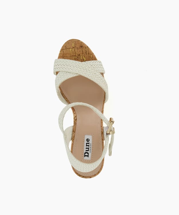 Dune London Jillys - White Braid-Strap Cork-Platform Sandals