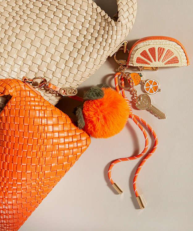 Dune London Juicie Bag Charm - Orange Textured Bag Charm