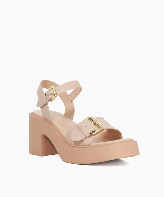 Dune London Jupiter - Blush Leather Open Toe Platform Sandals
