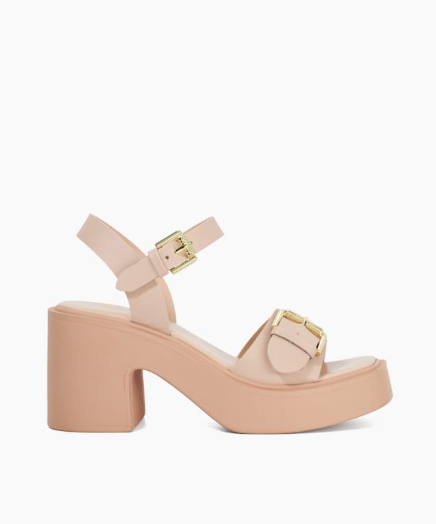 dune london Jupiter - Blush Leather Open Toe Platform Sandals