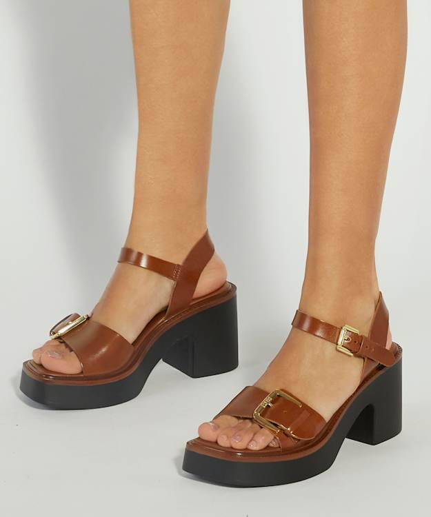 Dune London Jupiter - Tan Leather Open Toe Platform Sandals