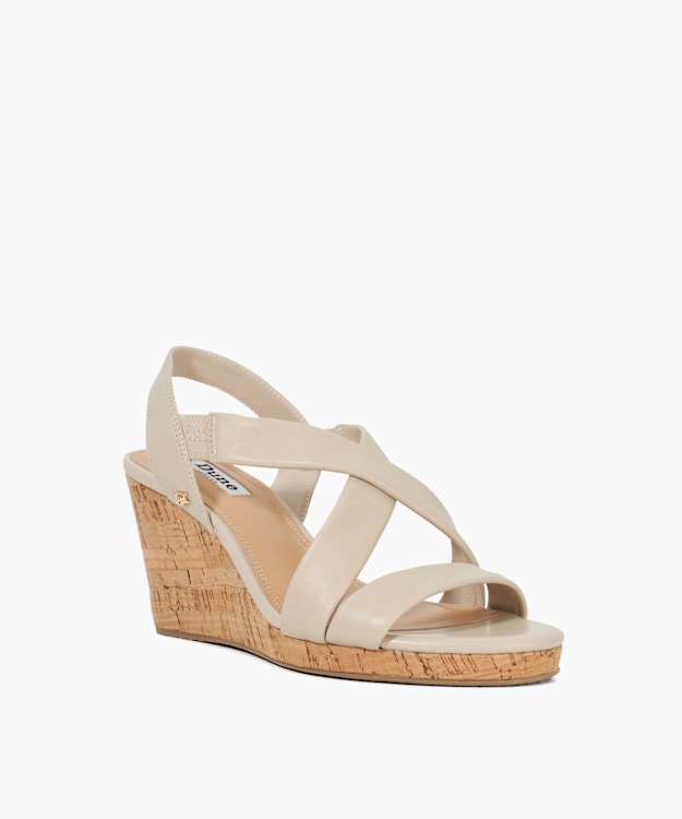 Dune London Kamies - Ecru Wide Fit Cork Wedge Heel Shoes