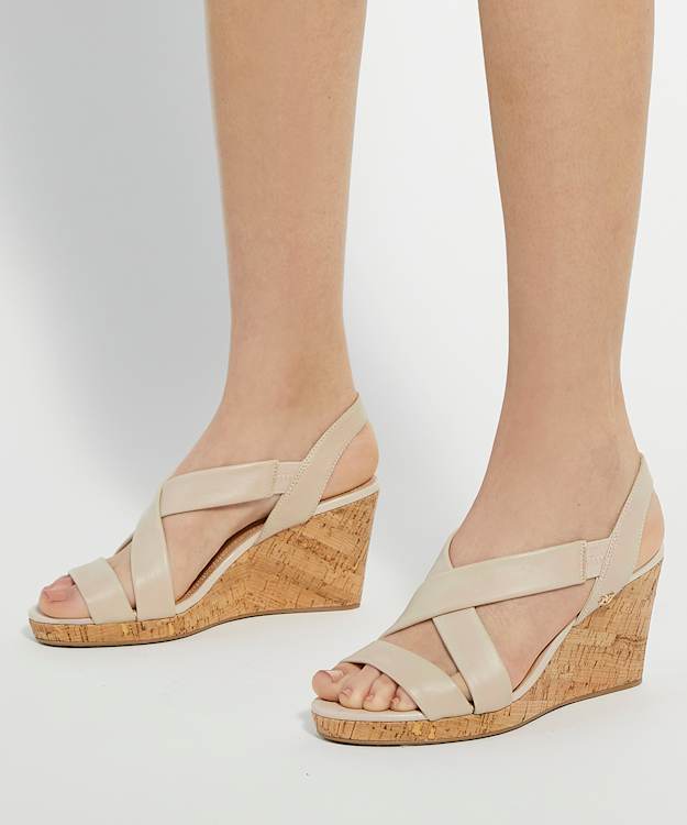 Dune London Kamies - Ecru Wide Fit Cork Wedge Heel Shoes