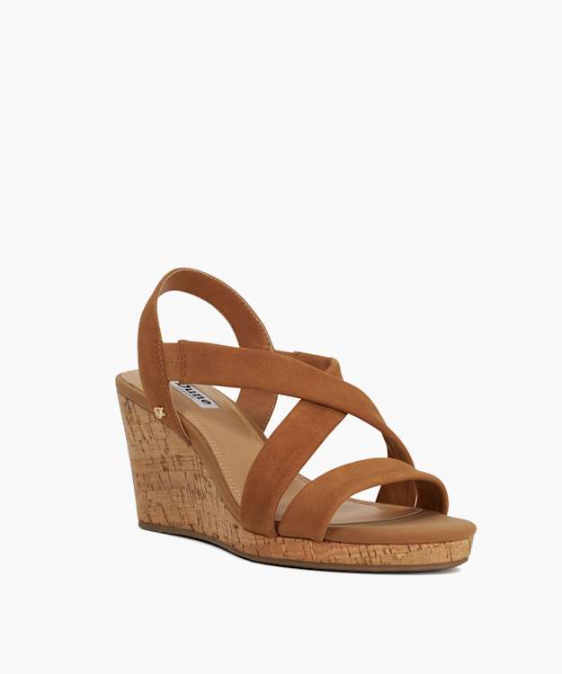 Dune London Kamies - Tan Wide Fit Cork Wedge Heel Shoes