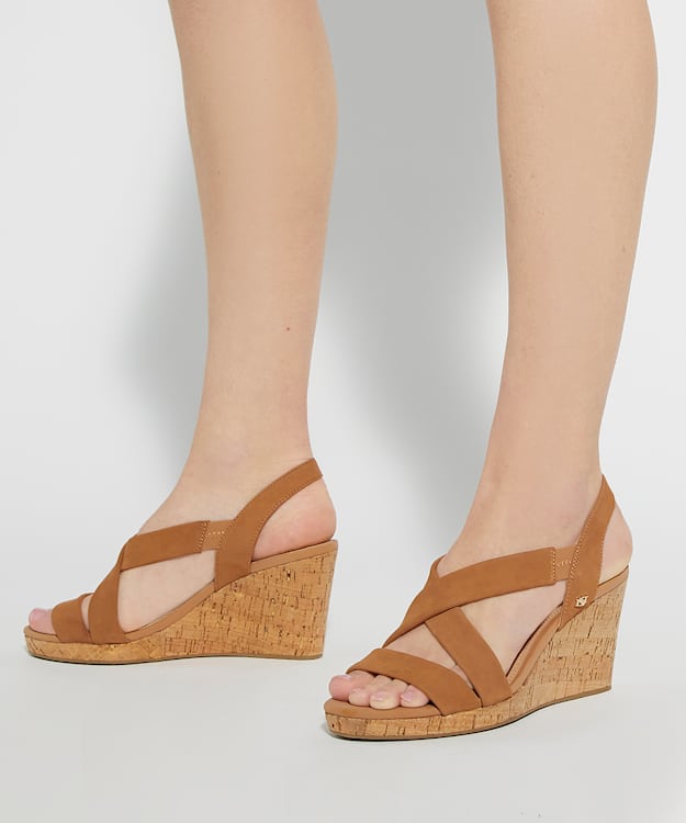 Dune London Kamies - Tan Wide Fit Cork Wedge Heel Shoes