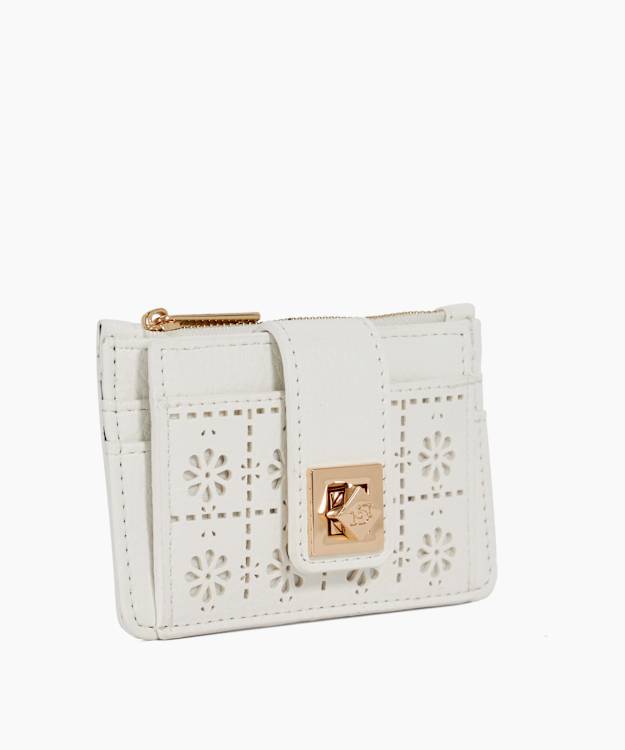Dune London Karra - White Turn Lock Cardholder Wallet