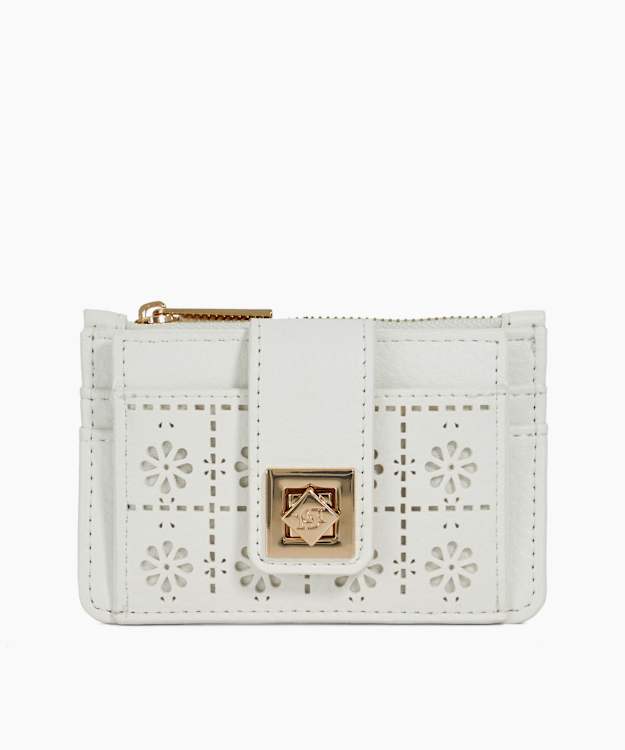dune london Karra - White Turn Lock Cardholder Wallet