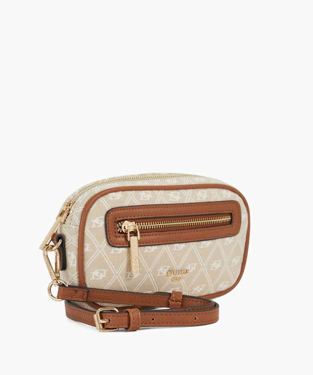 Dune London Kashao - Natural Monogrammed Cross-Body Camera Bag