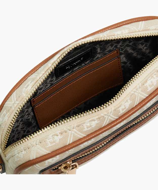 Dune London Kashao - Natural Monogrammed Cross-Body Camera Bag