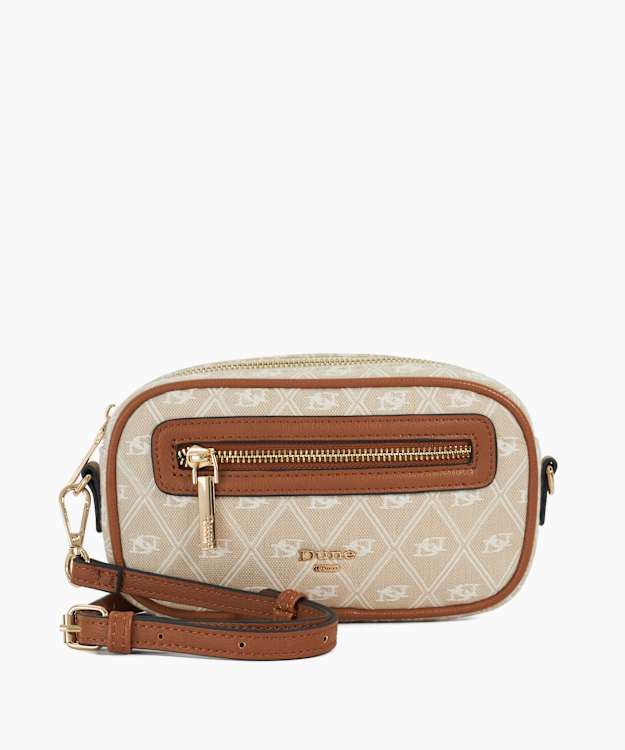 dune london Kashao - Natural Monogrammed Cross-Body Camera Bag