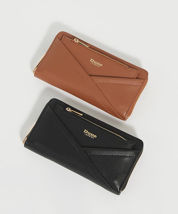 Dune London Kelbey - Black Crossover Detail Zip Around Purse