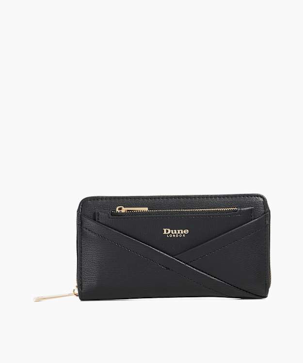 dune london Kelbey - Black Crossover Detail Zip Around Purse
