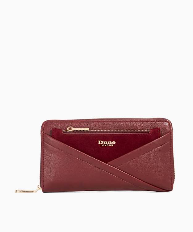 dune london Kelbey - Burgundy Crossover Detail Zip Around Purse