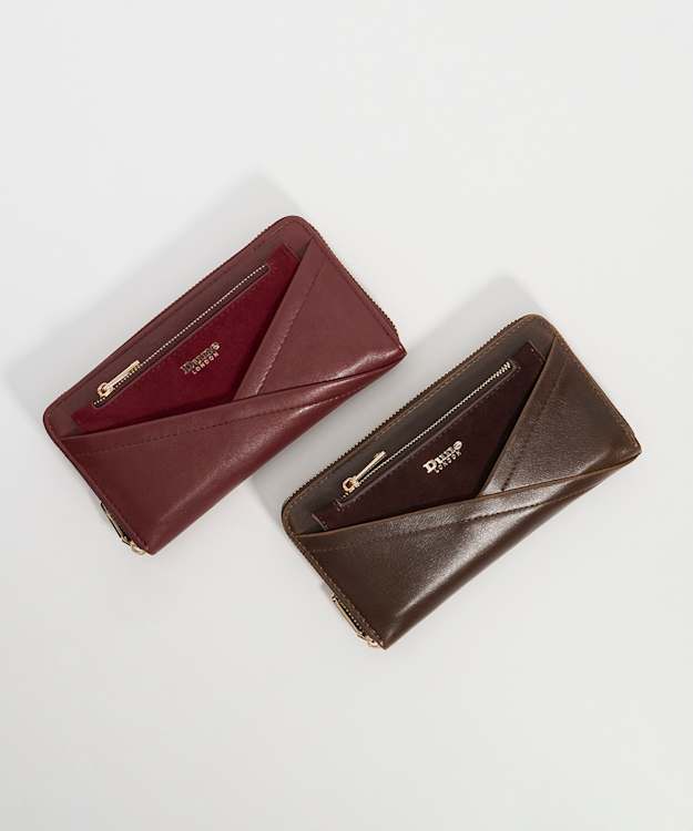 Dune London Kelbey - Dark Brown Crossover Detail Zip Around Purse