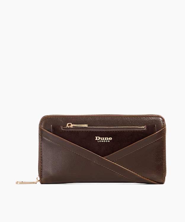 dune london Kelbey - Dark Brown Crossover Detail Zip Around Purse