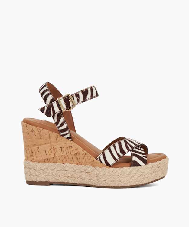 dune london Kindest - Zebra Cork And Woven Wedge Sandals
