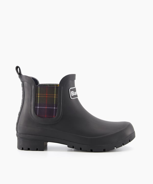 dune london Kingham - Black Check Trim Ankle Length Wellies