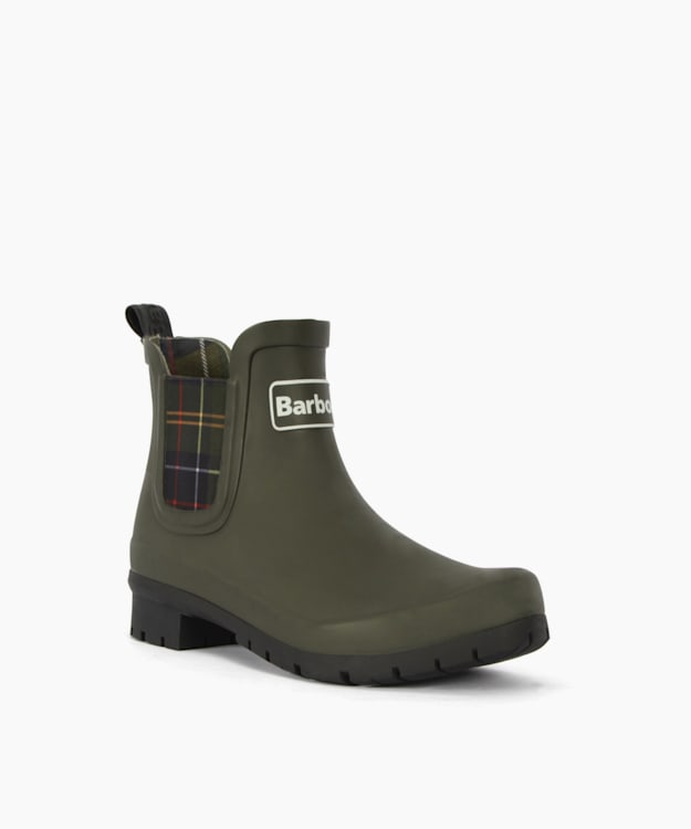 Dune London Kingham - Khaki Check Trim Ankle Length Wellies