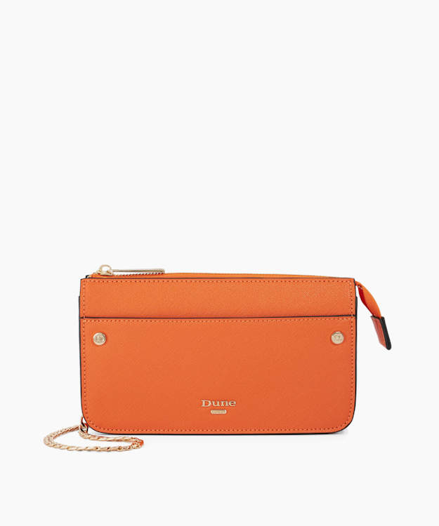 dune london Kingstono - Orange Boucle Purse With Chain Handle