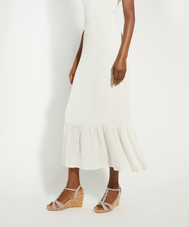 Dune London Koala - Rose Gold Plait T-Bar Strap Cork Wedge Heel