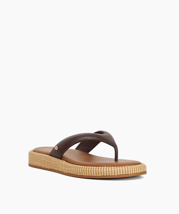 Dune London Laike - Brown Wedge Heel Toe Post Sandals