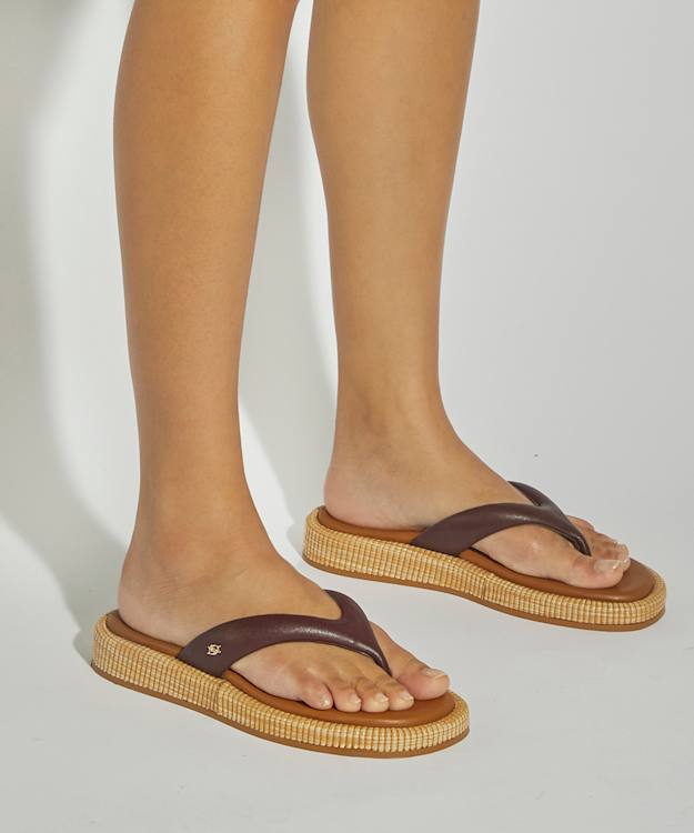 Dune London Laike - Brown Wedge Heel Toe Post Sandals