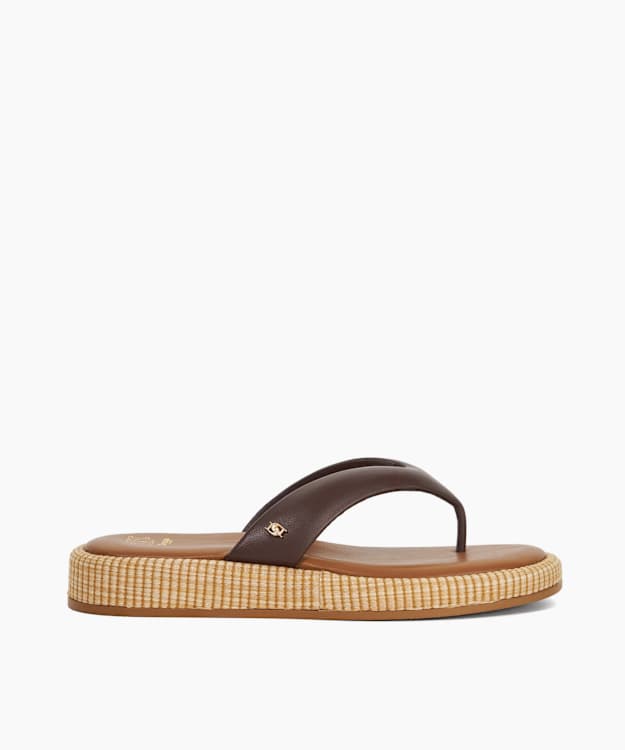 dune london Laike - Brown Wedge Heel Toe Post Sandals