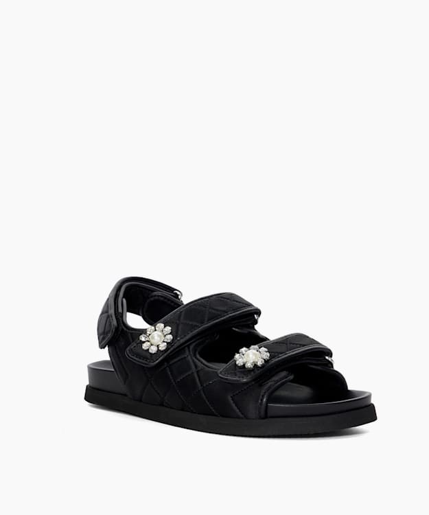 Dune London Lamara - Black Double Strap Embellished Sandals