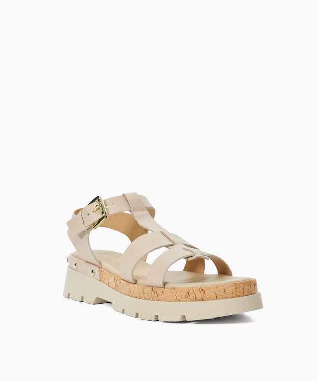 Dune London Laplin - Blush Chunky Leather Cork Insert Sandals