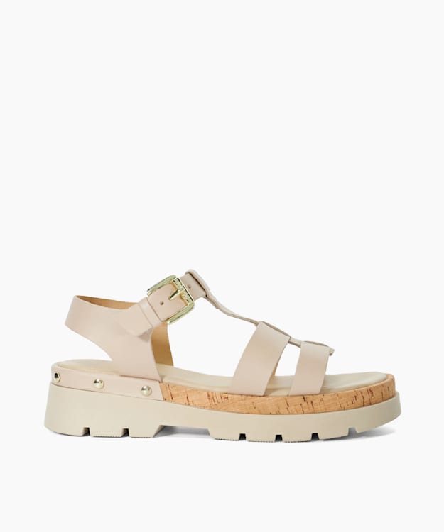 dune london Laplin - Blush Chunky Leather Cork Insert Sandals
