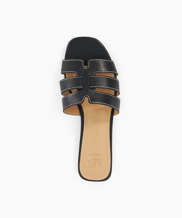 Dune London Layyla - Black Stitch Detail Open Toe Sandals