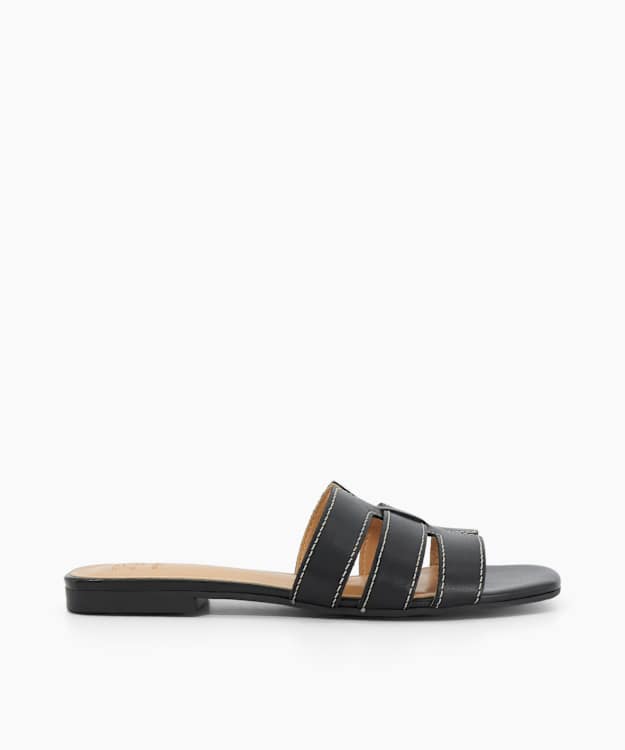 dune london Layyla - Black Stitch Detail Open Toe Sandals