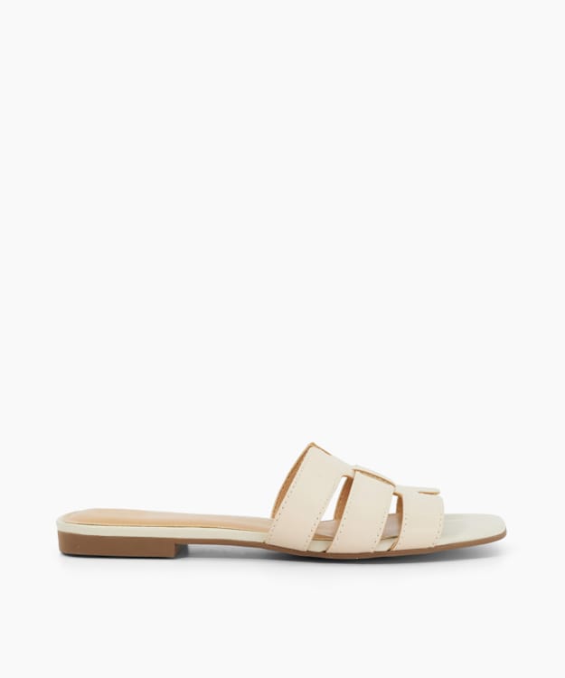 dune london Layyla - Ecru Stitch Detail Open Toe Sandals