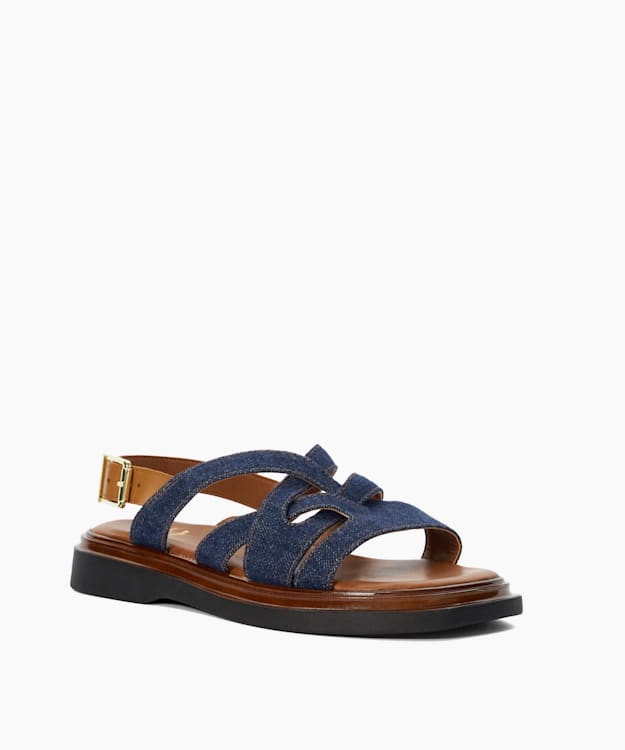 Dune London Leebra - Navy Denim Casual Flatform Sandals