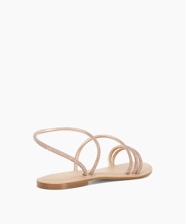 Dune London Lessia - Ecru Diamante Embellished Flat Sandals