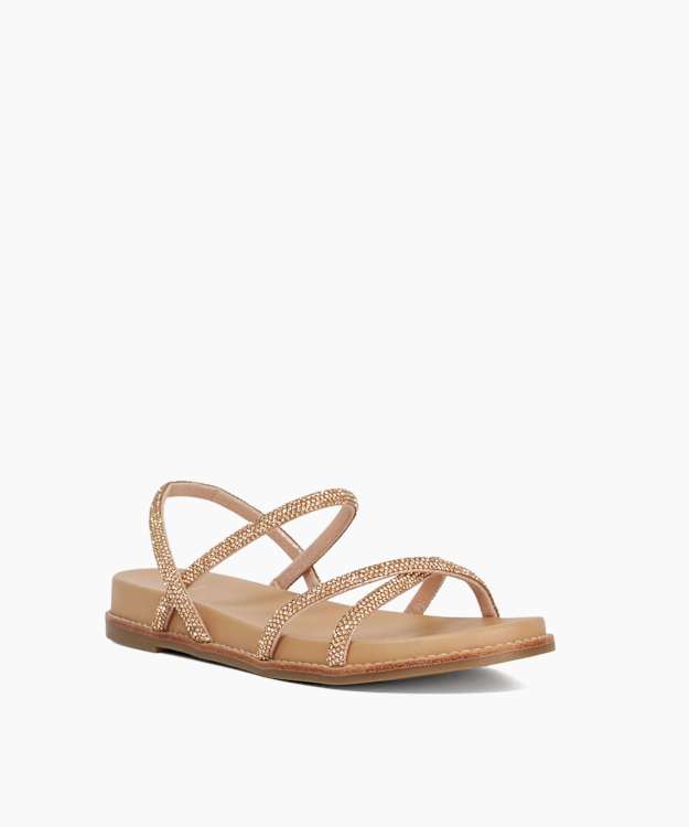 Dune London Levia - Blush Diamante Crossover Strap Sandals