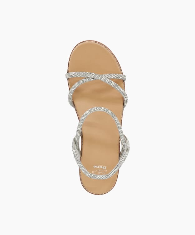 Dune London Levia - Silver Diamante Crossover Strap Sandals