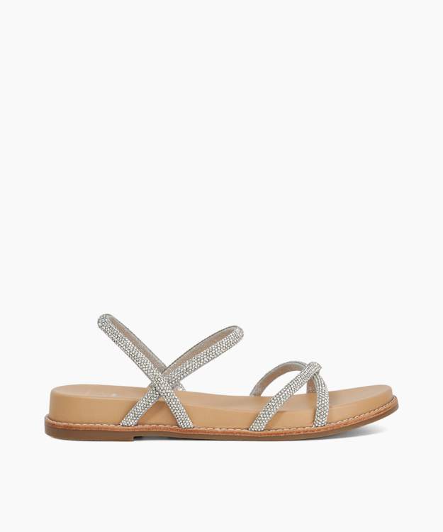 dune london Levia - Silver Diamante Crossover Strap Sandals