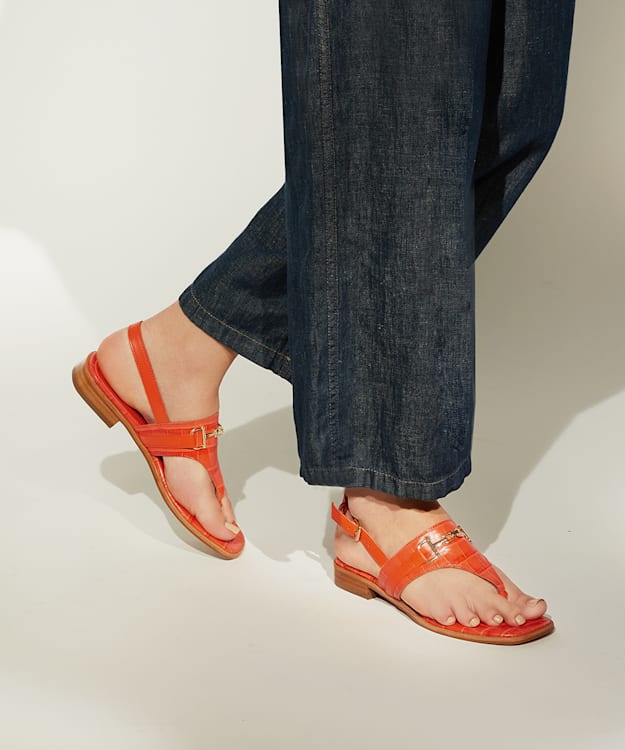 Dune London Lexley - Orange Casual Thong-Strap Sandals