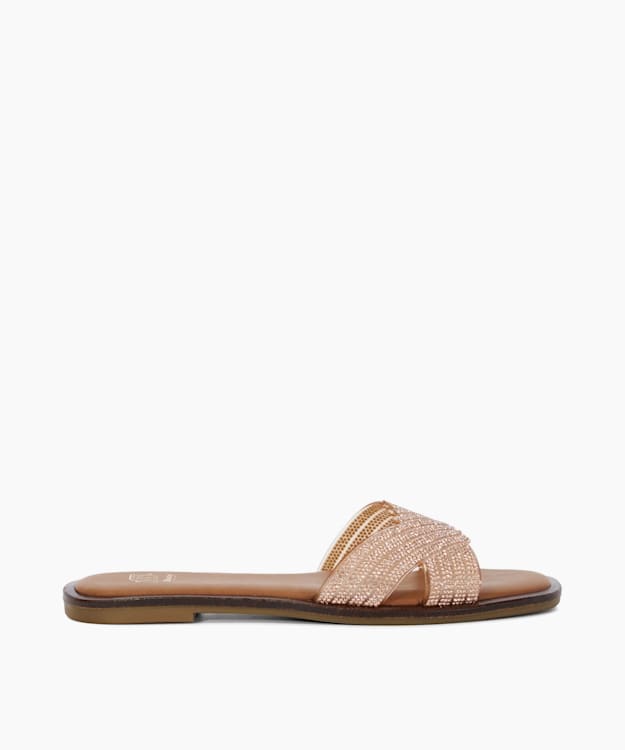 dune london Lexxo - Rose Gold Open-Toe Flat Heel Sandals