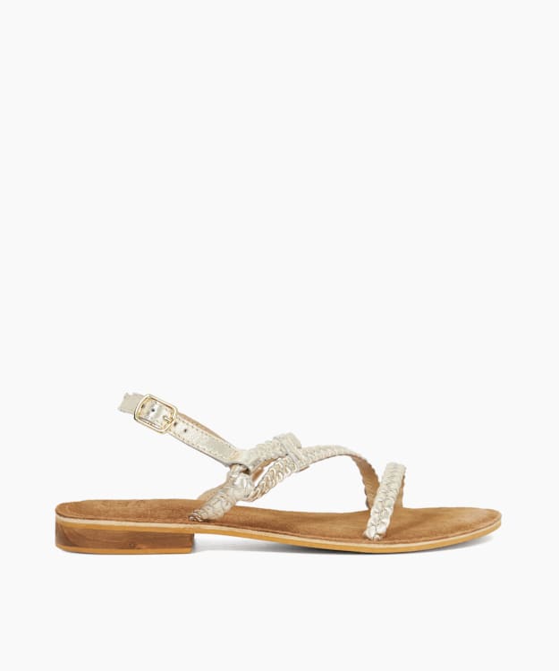 dune london Liller - Gold Leather Woven Detail Open Toe Sandals