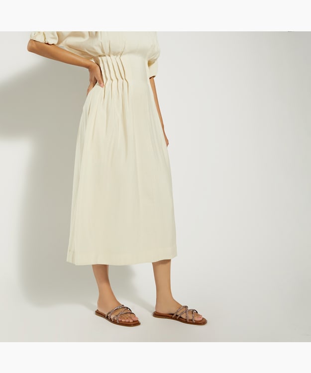 Dune London Lilybet - Bronze Diamante-Cross-Strap Flat Sandals