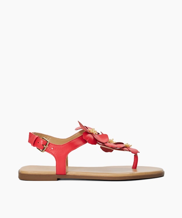 dune london Linaria - Red Floral Embellished Toe-Post Sandals