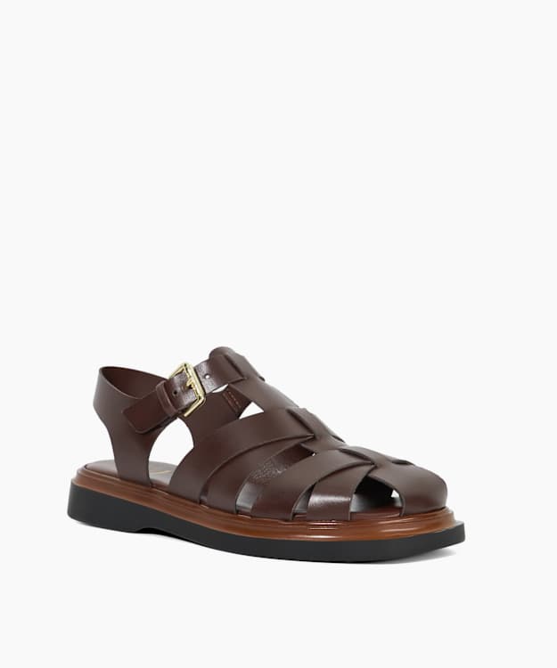 Dune London Lisherman - Dark Red Flat Fisherman Sandals