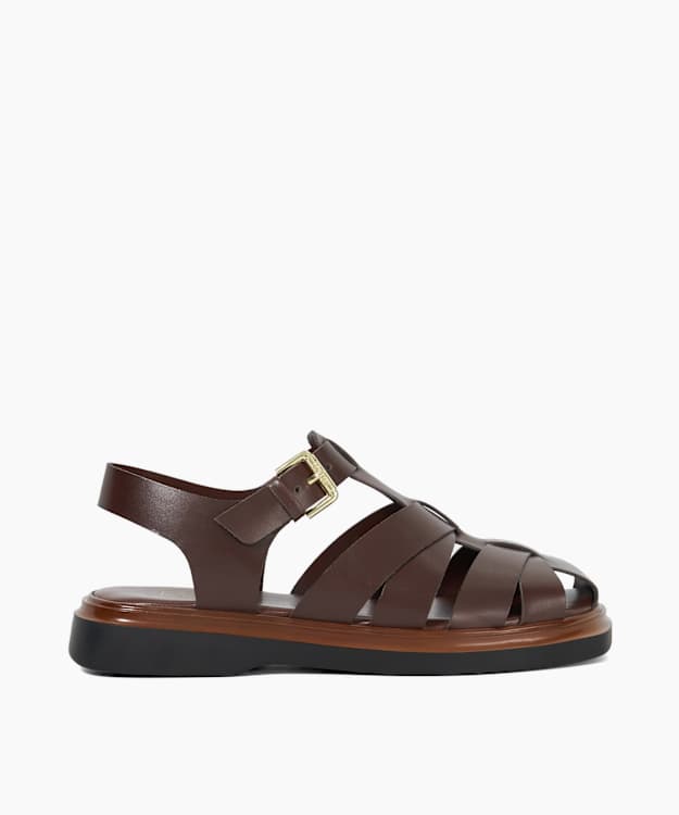 dune london Lisherman - Dark Red Flat Fisherman Sandals
